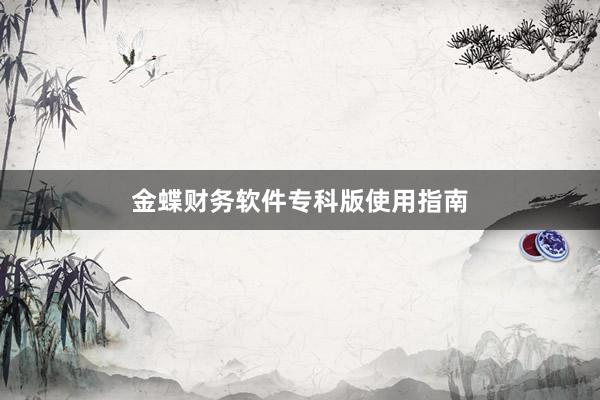 金蝶财务软件专科版使用指南