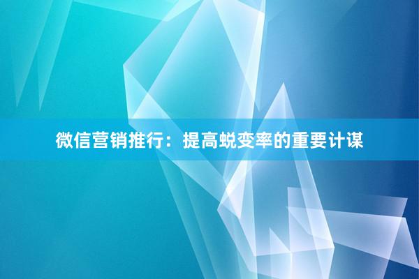 微信营销推行:提高蜕变率的重要计谋